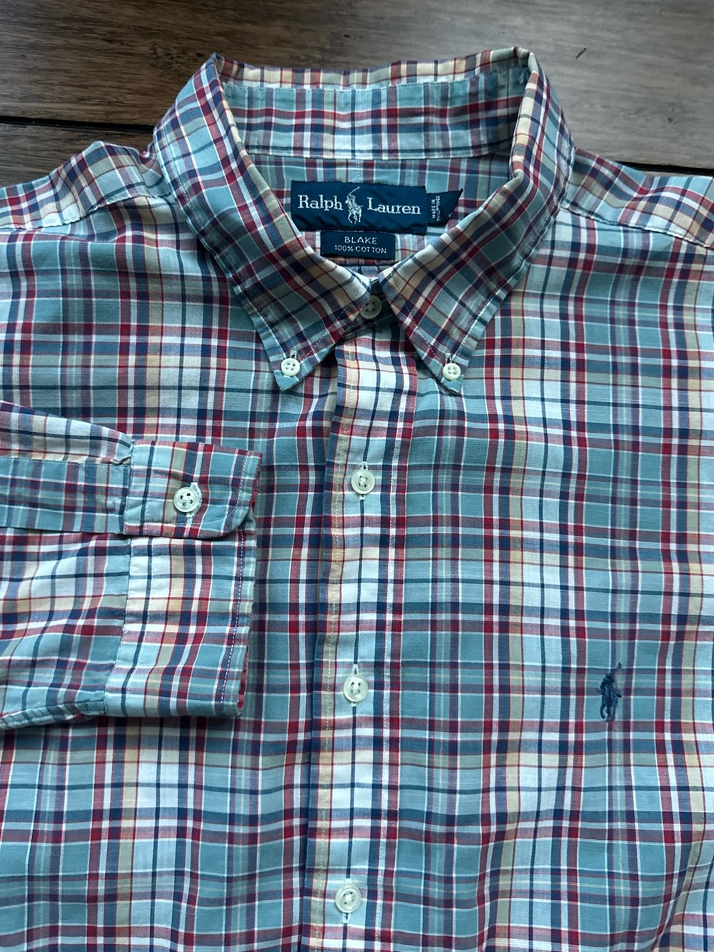 VTG 90s Ralph Lauren Blake Plaid Button Down Shirt Men's XXL 100% Cotton Casual